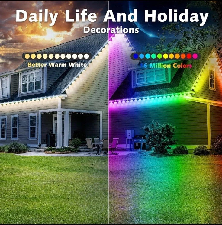 Luces LED Permamente, 200FT, IP67, Exterior, Control Remoto.