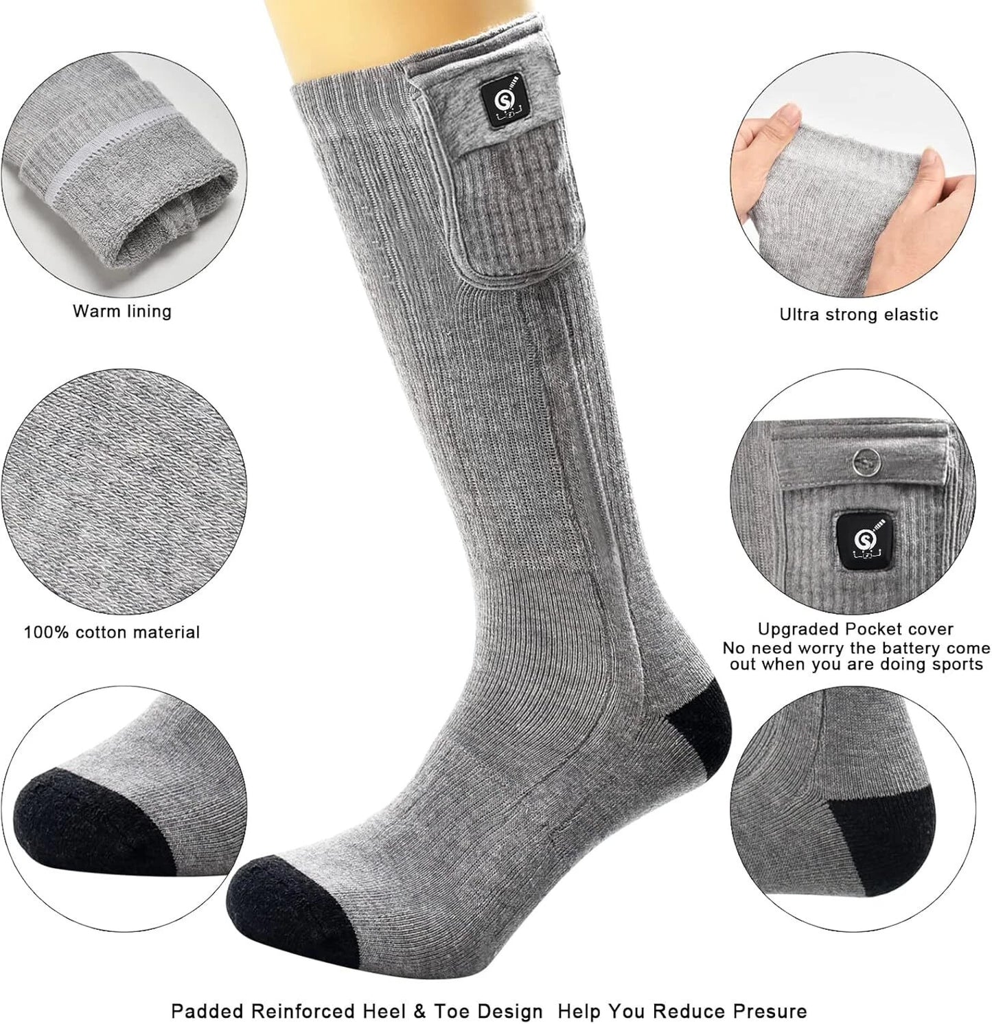 Calcetines térmicos eléctricos con batería recargable.