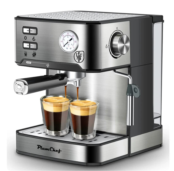 Cafetera de expresso, 20 bars, espumador de leche, Plum Chef.