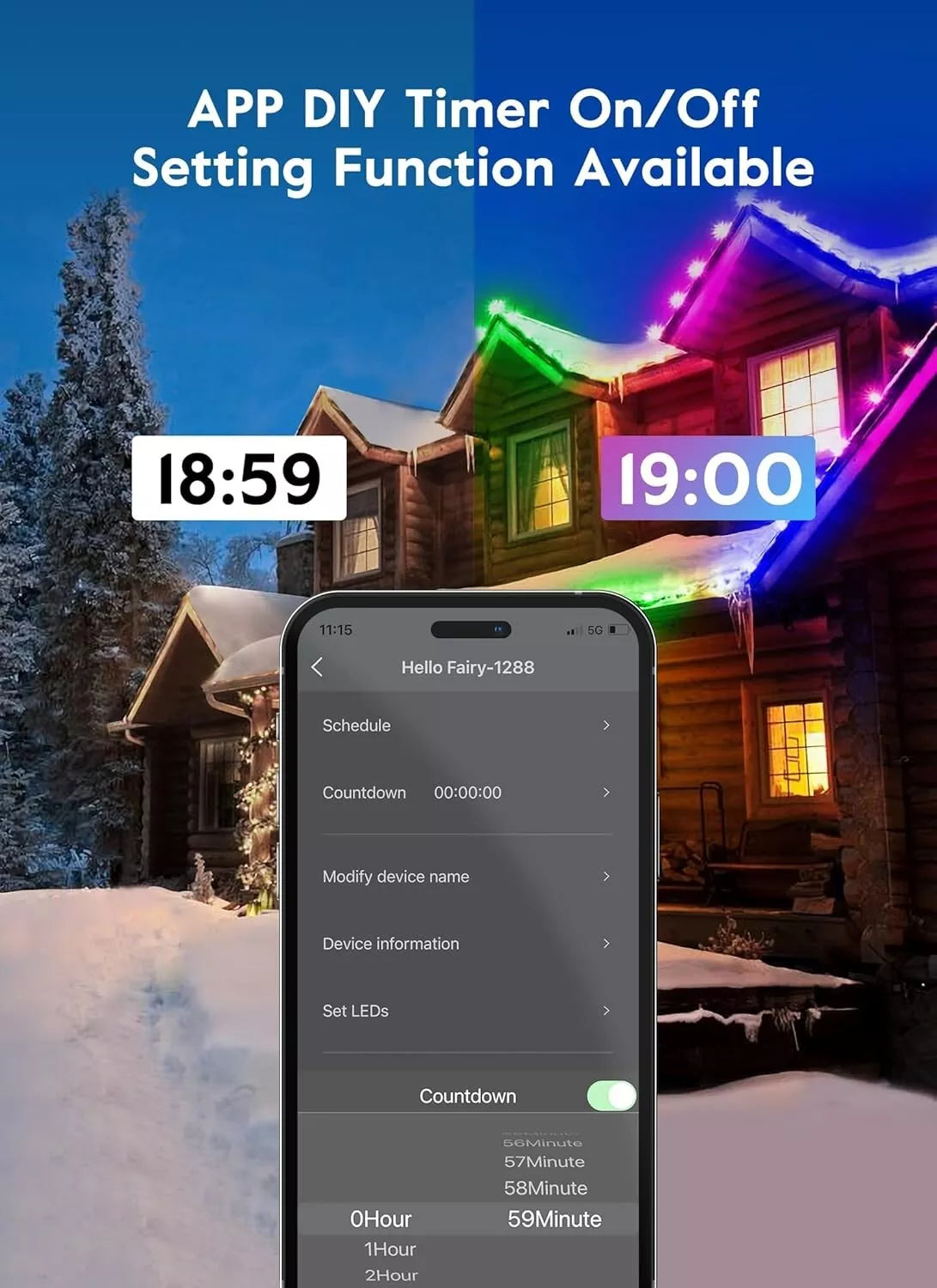 Luces de Navidad inteligentes, C9 para exteriores, 65.6FT.