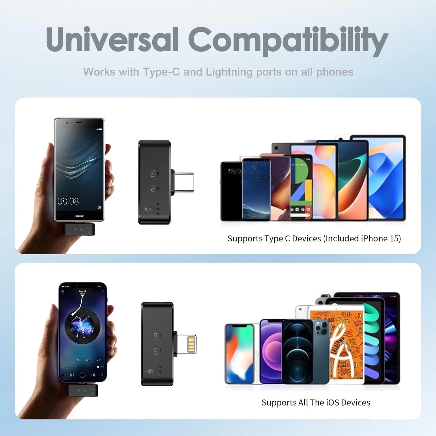 Micrófono Lavalier Inalámbrico para iPhone/Android.