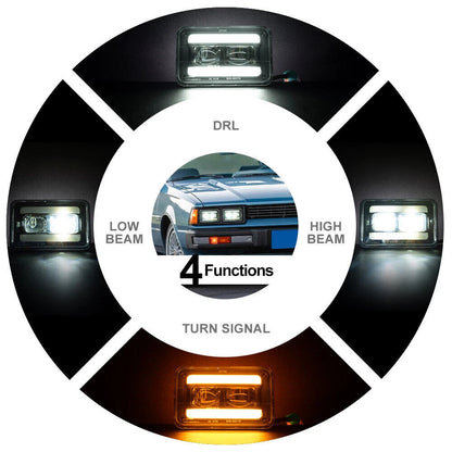Faros LED 4x6 Pulgadas para Volvo 240 740 760 2 Piezas