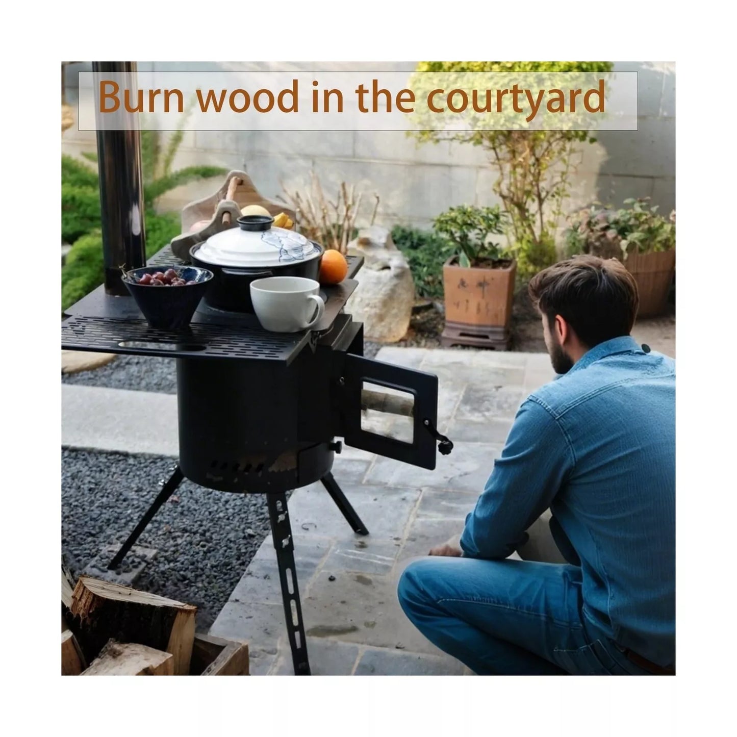 Estufa de Leña Para Camping, Portátil, Interior Pequeña.(DETALLE)