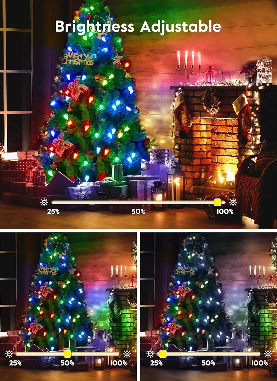 Luces de Navidad inteligentes, C9 para exteriores, 65.6FT.