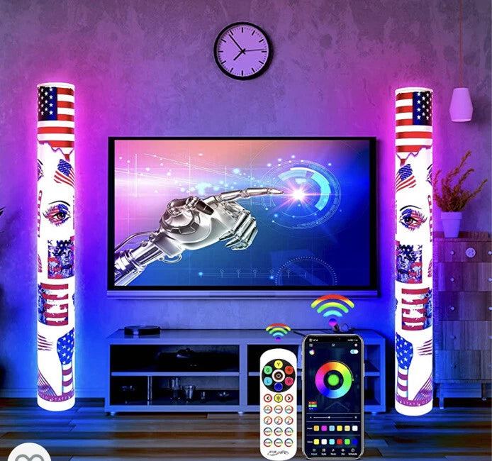Lámpara de Piso, LED RGB, Tema Patriótico, Control remoto.