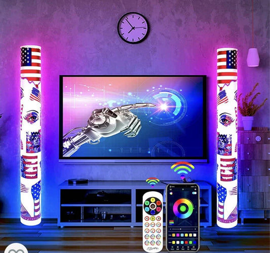 Lámpara de Piso, LED RGB, Tema Patriótico, Control remoto.