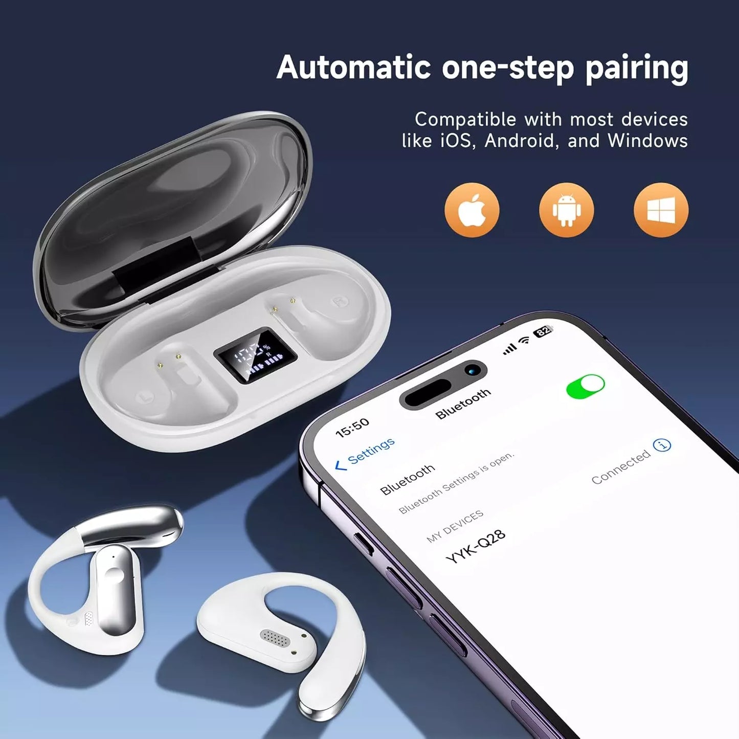 Auriculares Bluetooth 5.4 Open Ear YYK-Q28 blanco