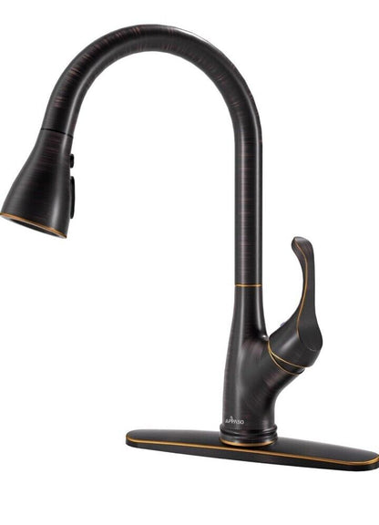 Grifo de cocina desplegable de una sola manija con retroceso a presión