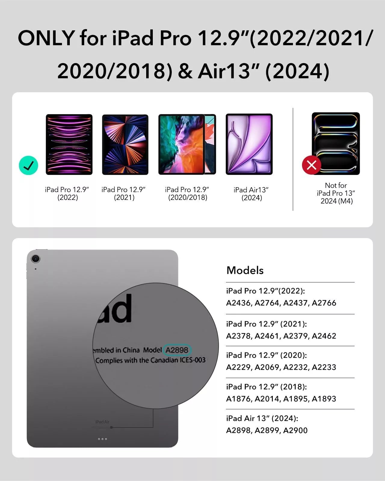 ESR - Funda con teclado para iPad Pro de 12.9 " magnética desmontable