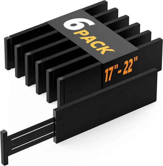 Organizador grande para cajones de cocina, divisores de bambú expandibles