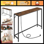 Mesa Consola Delgada con Carga USB Color Madera 1 metro.