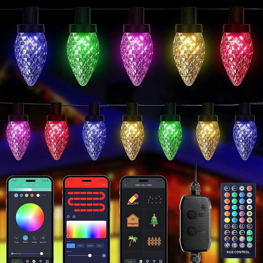 Luces de Navidad inteligentes, C9 para exteriores, 65.6FT.