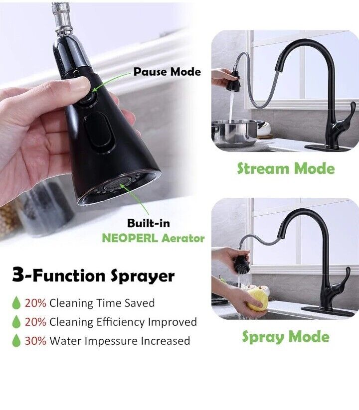 Grifo de cocina desplegable de una sola manija con retroceso a presión