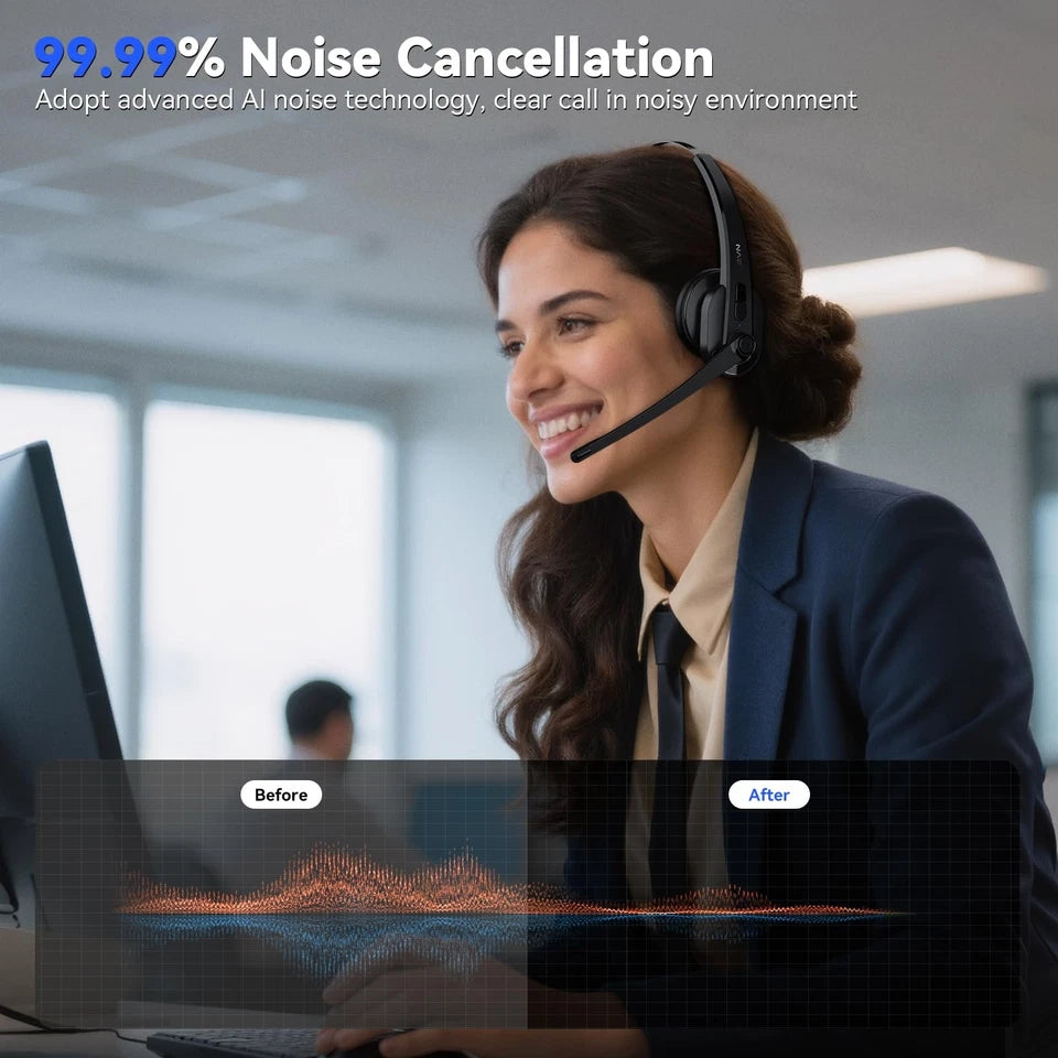 Auriculares inalámbricos con micrófono para el trabajo, LEVN , LE-HS011 Superior