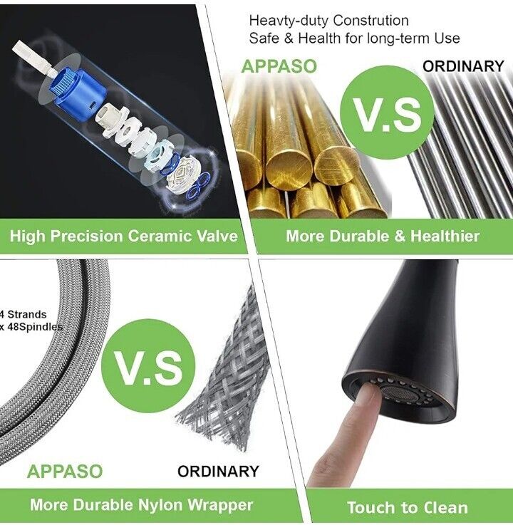 Grifo de cocina desplegable de una sola manija con retroceso a presión