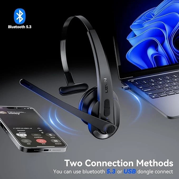 Auriculares inalámbricos con micrófono para el trabajo, LEVN , LE-HS011 Superior