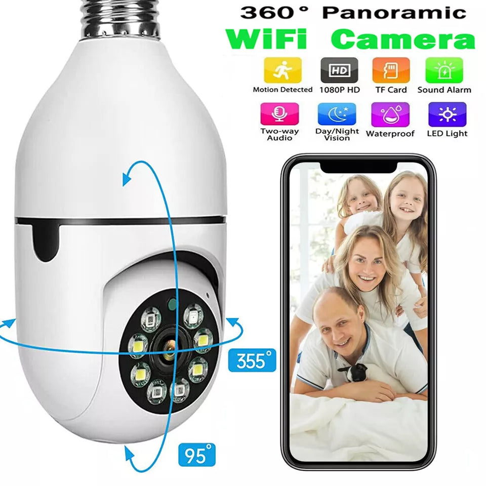 Cámara bombilla de seguridad inalámbrica, para el hogar.