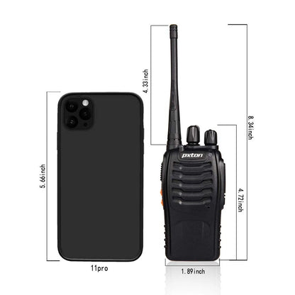 Walkie Talkies Pxton Largo Alcance Recargables Con Audífonos Linterna y Base