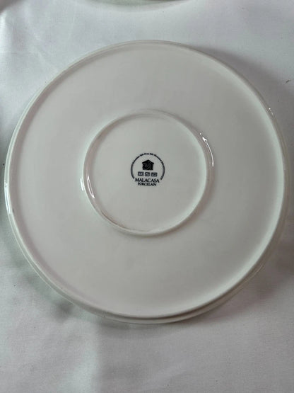 Vajilla Porcelana 12 Piezas Set 4 Blanco Borde Negro MALACASA