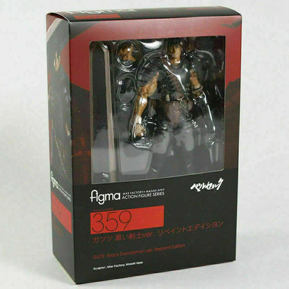 Figura Berserk Guts Black Swordsman Figma 359 Articulada Con Caja abierta