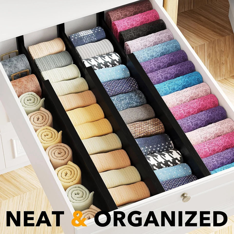 Organizador grande para cajones de cocina, divisores de bambú expandibles