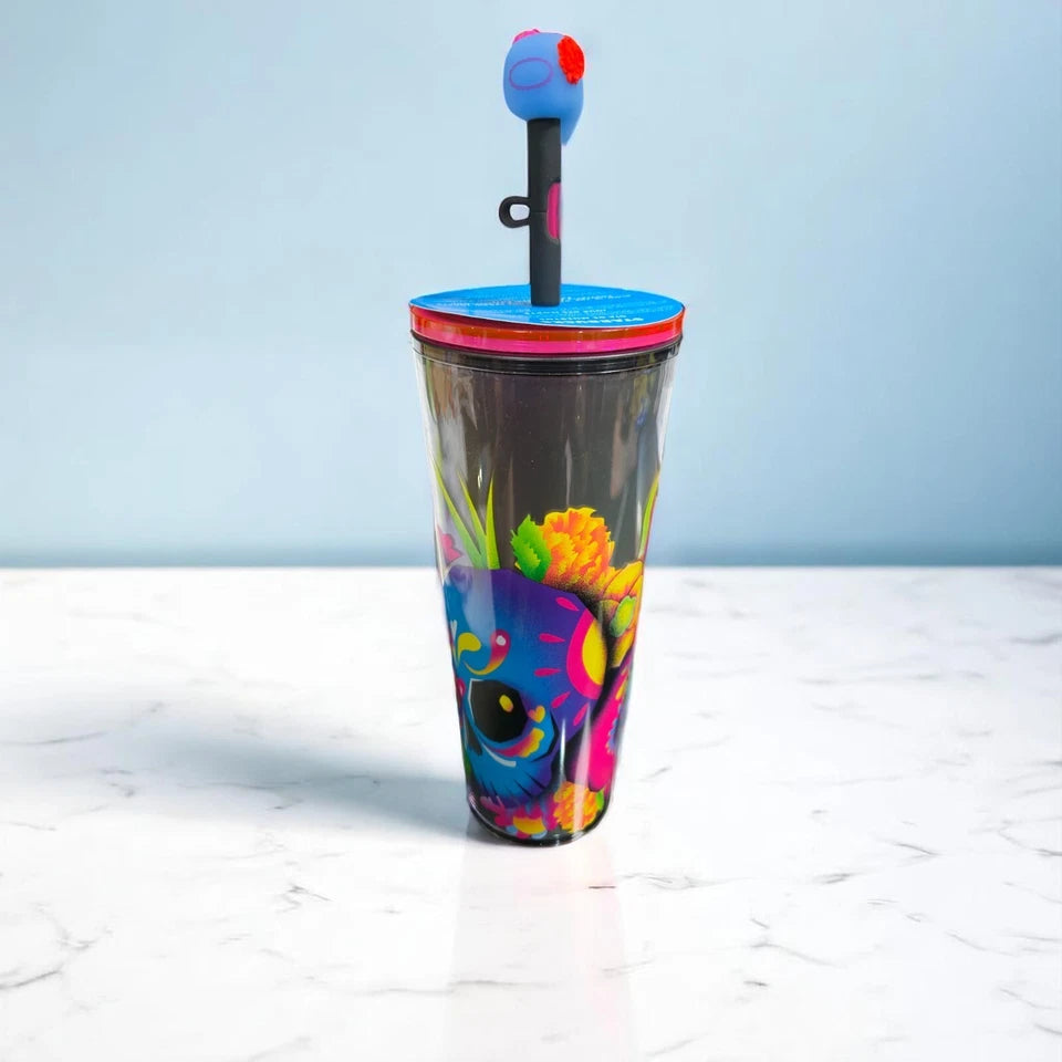 Vaso holográfico Starbucks 24 oz con tapa de pajita oscura brillante . Edición limitada