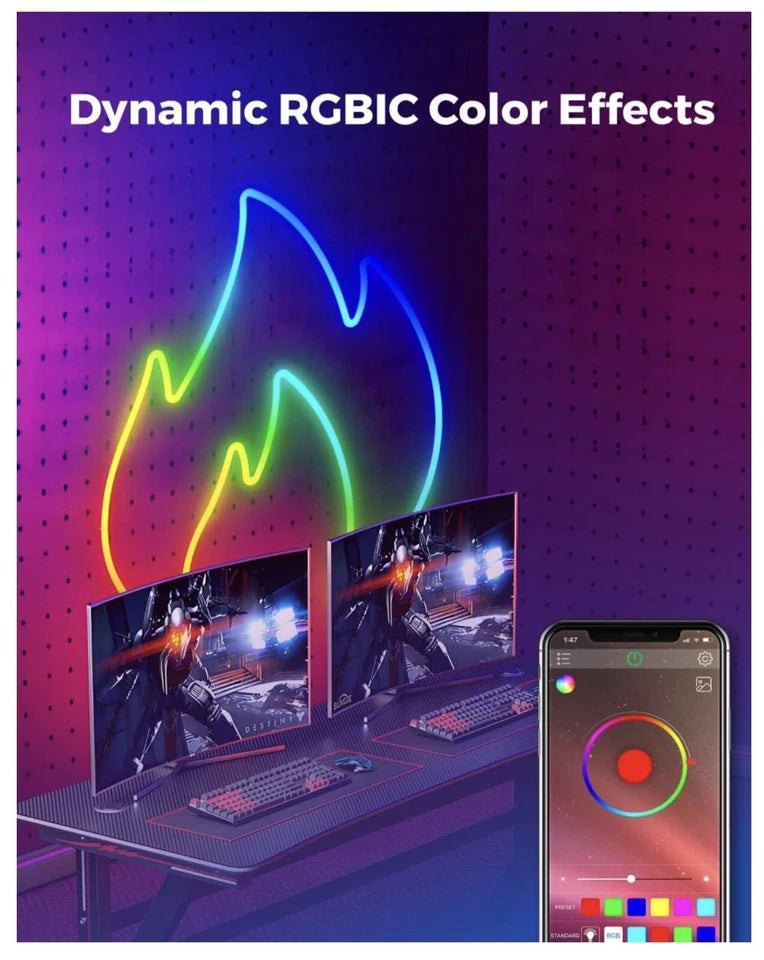 Luz de cuerda LED RGB-IC, neon con control remoto