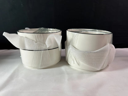 Vajilla Porcelana 12 Piezas Set 4 Blanco Borde Negro MALACASA