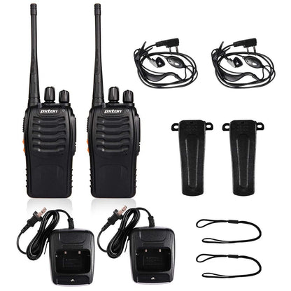 Walkie Talkies Pxton Largo Alcance Recargables Con Audífonos Linterna y Base