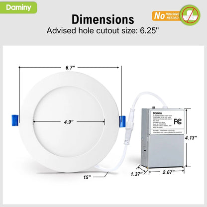 Luces Led Empotrables DAMINY 6 Pulgadas Blanco 12 pza.