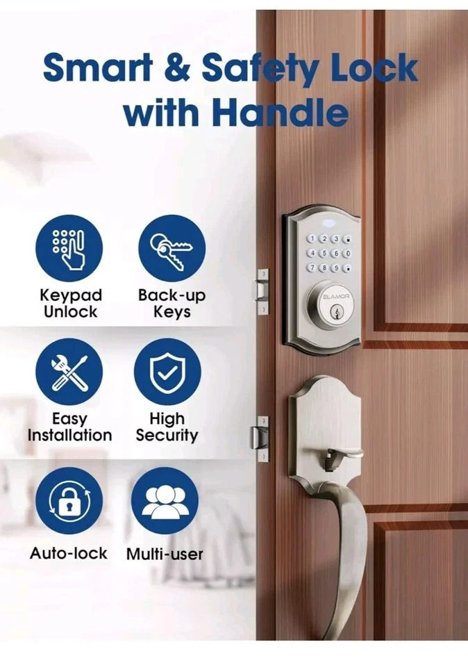 Cerradura electrónica con teclado, manija de la puerta delantera de un solo cilindro, Tacklife EKPH1A