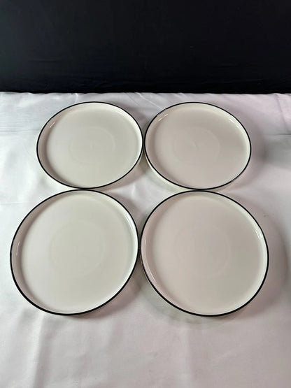 Vajilla Porcelana 12 Piezas Set 4 Blanco Borde Negro MALACASA