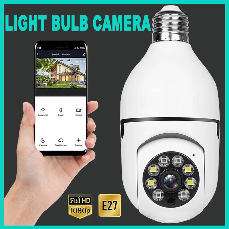 Cámara bombilla de seguridad inalámbrica, para el hogar.