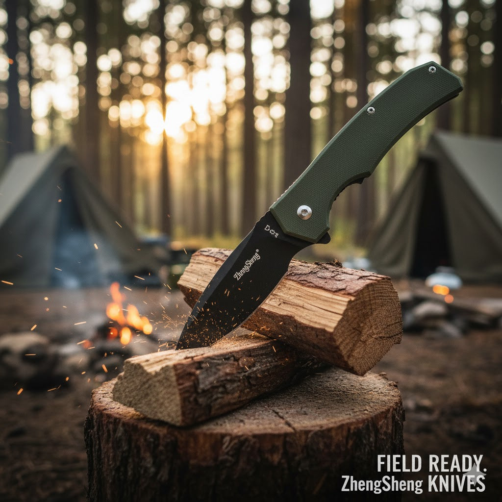 Cuchillo plegable zhengsheng de titanio color verde navaja