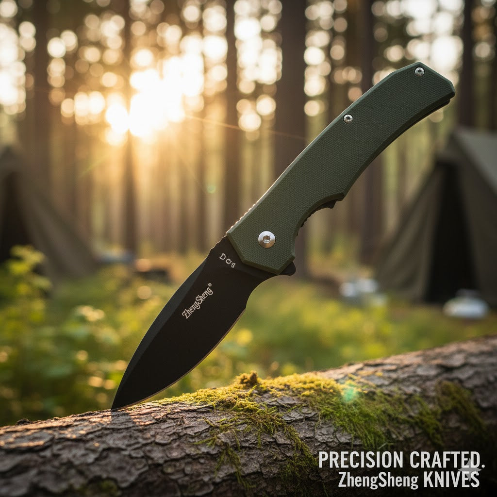 Cuchillo plegable zhengsheng de titanio color verde navaja