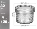 Frascos de vidrio 4oz Pack 32 con tapas y aros plateados VERONES