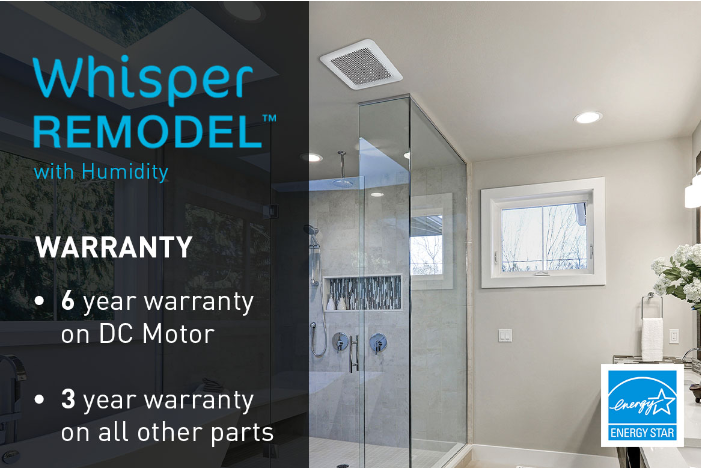 Extractor de aire para baño Panasonic, Pick-A-Flow, sensor de humedad.